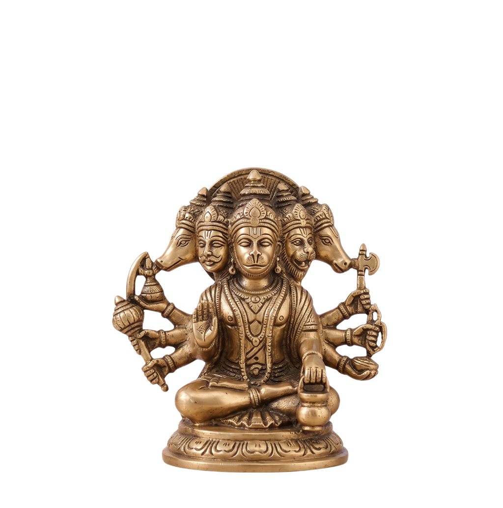 Panchmukhi Hanuman Idol for Home Temple | Brass Statue for Pooja, Vastu, Protection | 4.5 Inch (150 gram)