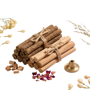 Organic Dhoop Sticks | Temple Flower & Cow Dung Herbal Incense | Charcoal Free Low Smoke | Long Lasting Fragrance for Puja, Meditation & Home  + Dhoop Stand